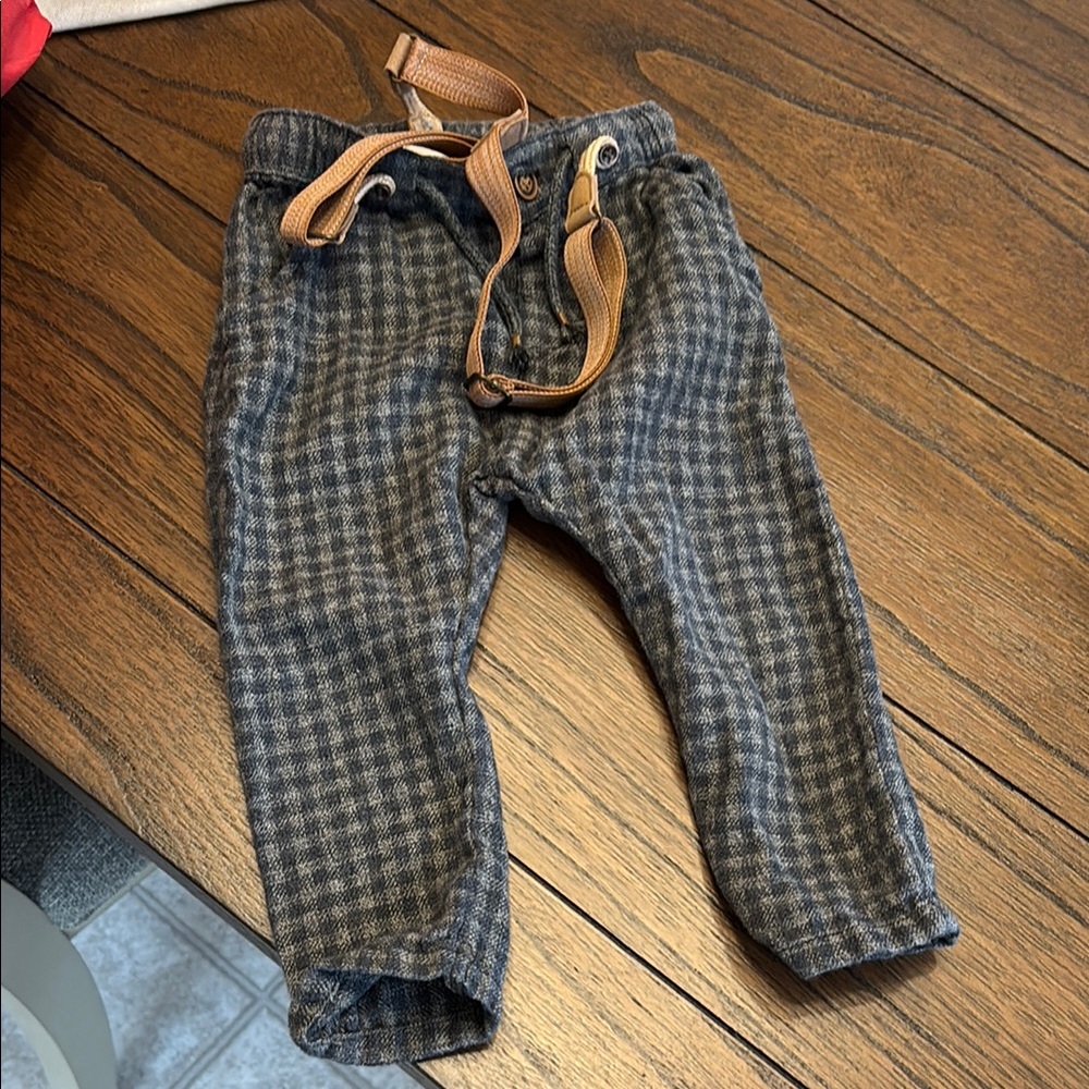 H&M Plaid Baby Pants with Suspenders